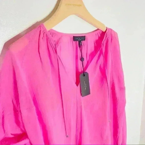 Rag and Bone Melody Silk Blouse Pink Small - Picture 6 of 10